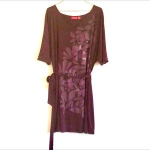 Elle Purple Belted Dolman Sleeves Dress size L